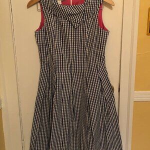 Sara Campbell Navy/White Check Pleated Dress; NWOT; Size 4; Excellent Condition
